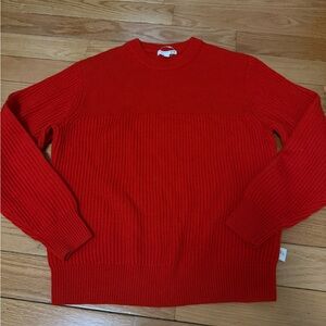 JW ANDERSON Wool Red Ribbed Crewneck Sweater